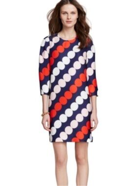 kate spade Navy Shift Dress with Red and Blush Polka Dot Rows